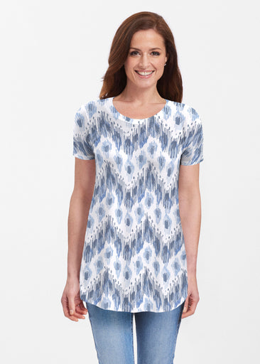 Tonal Waves Blue (7804) ~ Butterknit Short Sleeve Tunic