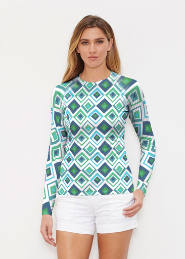 Cubed Blue (7807) ~ Long Sleeve Rash Guard