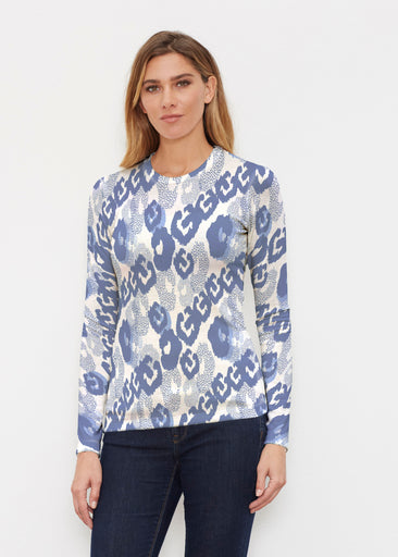 Royal Blue Ikat (7808) ~ Butterknit Long Sleeve Crew Top