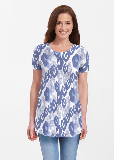 Royal Blue Ikat (7808) ~ Butterknit Short Sleeve Tunic