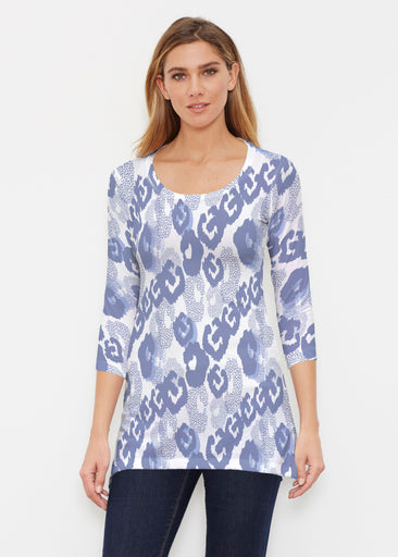 Royal Blue Ikat (7808) ~ Buttersoft 3/4 Sleeve Tunic