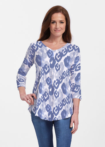 Royal Blue Ikat (7808) ~ Signature V-neck Flowy Tunic