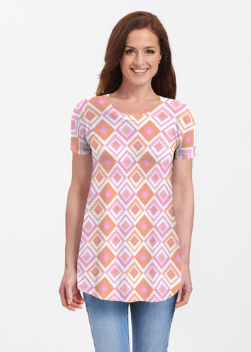 Cubed Pink (7809) ~ Butterknit Short Sleeve Tunic