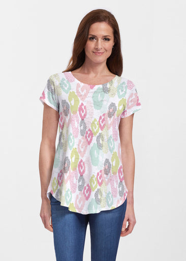 Abstract Pastel Ikat (7813) ~ Signature Short Sleeve Scoop Neck Flowy Tunic