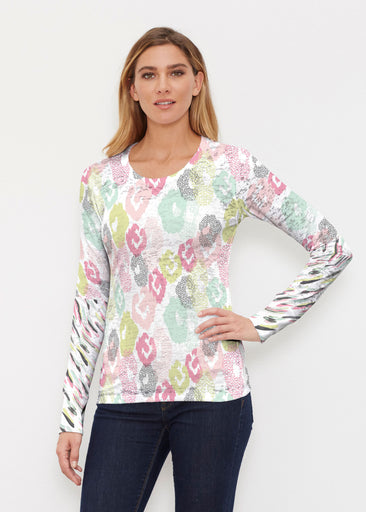 Abstract Pastel Ikat (7813) ~ Thermal Long Sleeve Crew Shirt