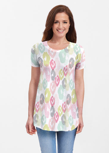 Abstract Pastel Ikat (7813) ~ Butterknit Short Sleeve Tunic