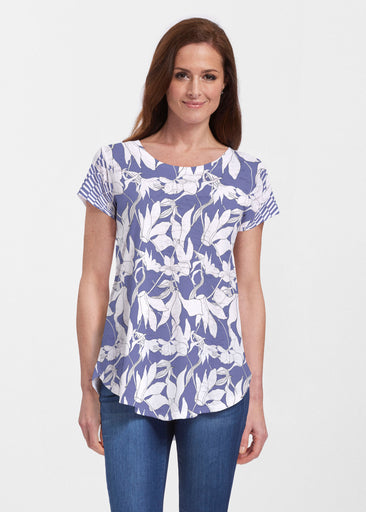 Sketch Floral Dominos (7814) ~ Signature Short Sleeve Scoop Neck Flowy Tunic