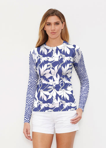 Sketch Floral Dominos (7814) ~ Long Sleeve Rash Guard