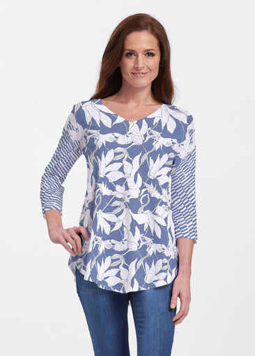 Sketch Floral Dominos (7814) ~ Signature V-neck Flowy Tunic