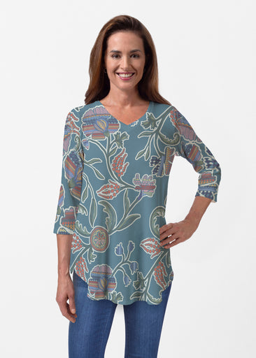 Patterns At Play Blue (7827) ~ Butterknit V-neck Flowy Tunic