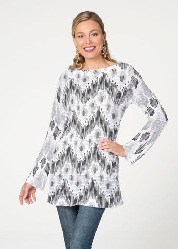 Tonal Waves Black (7834) ~ Banded Boatneck Tunic