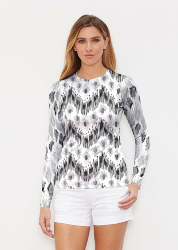 Tonal Waves Black (7834) ~ Long Sleeve Rash Guard