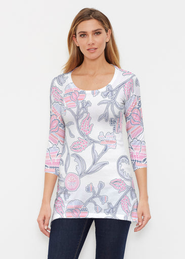 Patterns at Play Pink (7839) ~ Buttersoft 3/4 Sleeve Tunic