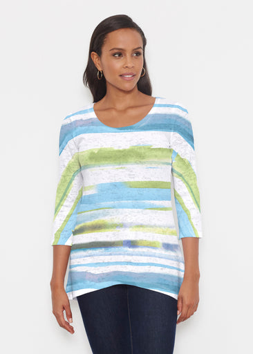 Multi Stripe Blue (7843) ~ Katherine Hi-Lo Thermal Tunic