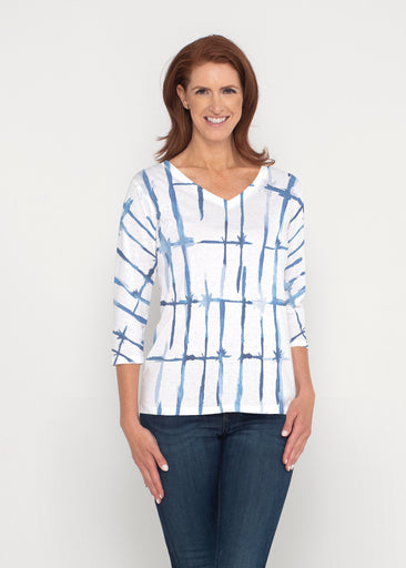 Knotted Tie Dye (7844) ~ Signature 3/4 Sleeve V-Neck Top