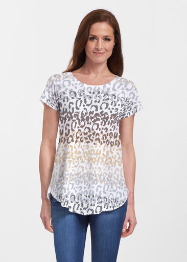 Leopard Ombre (7845) ~ Signature Short Sleeve Scoop Neck Flowy Tunic