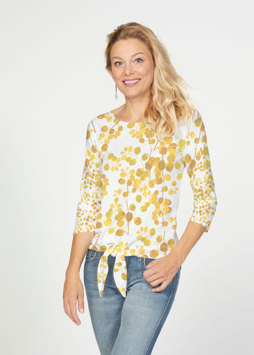 Golden Pome (7846) ~ French Terry Tie 3/4 Sleeve Top