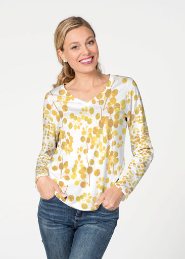 Golden Pome (7846) ~ French Terry V-neck Top
