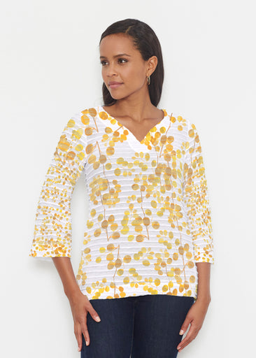 Golden Pome (7846) ~ Banded 3/4 Bell-Sleeve V-Neck Tunic