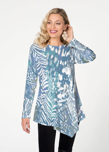 Jungle Warrier Blue (7850) ~ Asymmetrical French Terry Tunic