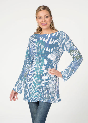 Jungle Warrior Blue  (7850) ~ Banded Boatneck Tunic