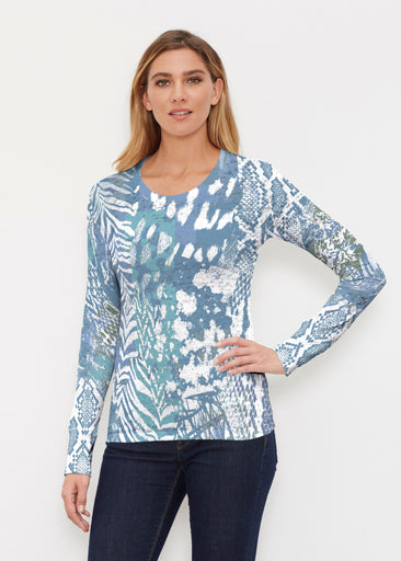 Jungle Warrior Blue (7850) ~ Thermal Long Sleeve Crew Shirt