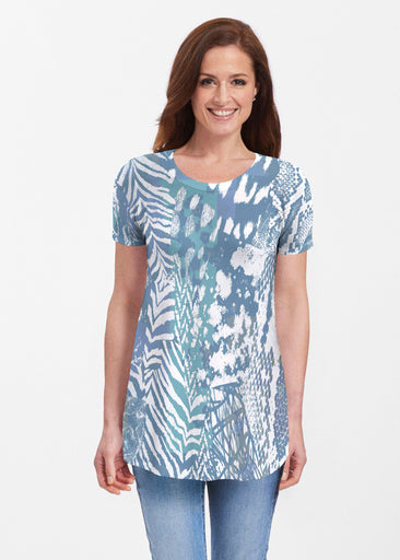 Jungle Warrior Blue (7850) ~ Butterknit Short Sleeve Tunic