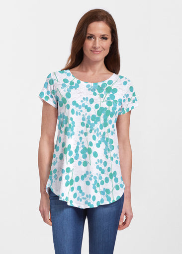 Teal Pome (7863) ~ Signature Short Sleeve Scoop Neck Flowy Tunic