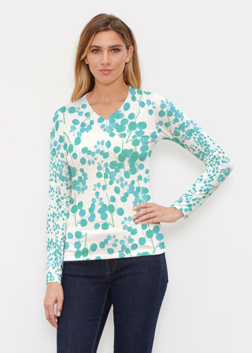 Teal Pome (7863) ~ Butterknit Long Sleeve V-Neck Top