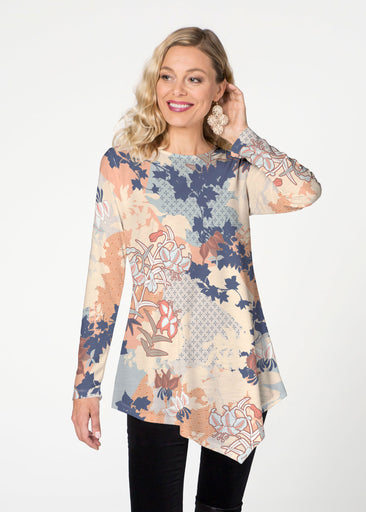 Oriental Floral (7868) ~ Asymmetrical French Terry Tunic