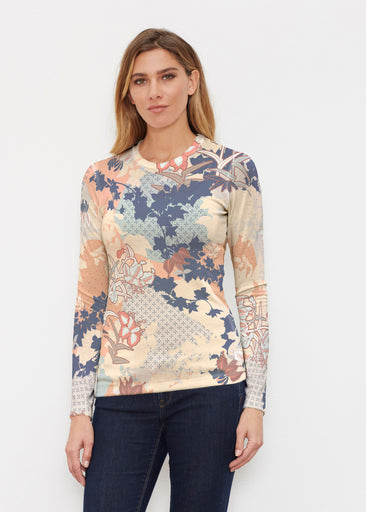 Oriental Floral (7868) ~ Butterknit Long Sleeve Crew Top