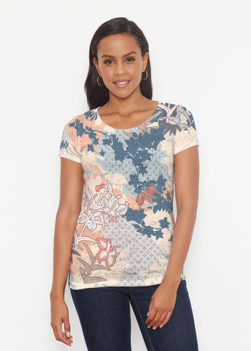 Oriental Floral (7868) ~ Short Sleeve Scoop Shirt