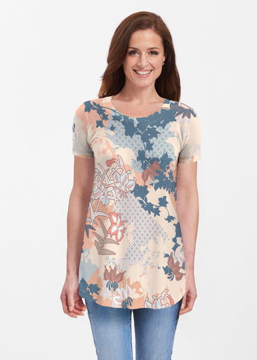 Oriental Floral (7868) ~ Short Sleeve Butterknit tunic