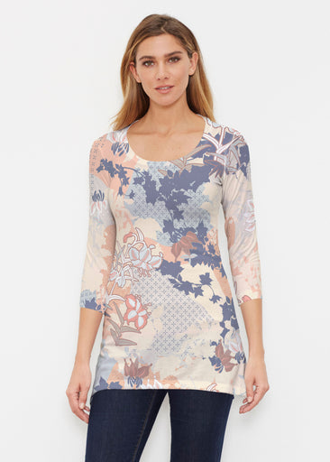 Oriental Floral (7868) ~ Buttersoft 3/4 Sleeve Tunic