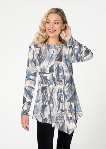 Leaves of Geo (7870) ~ Asymmetrical French Terry Tunic