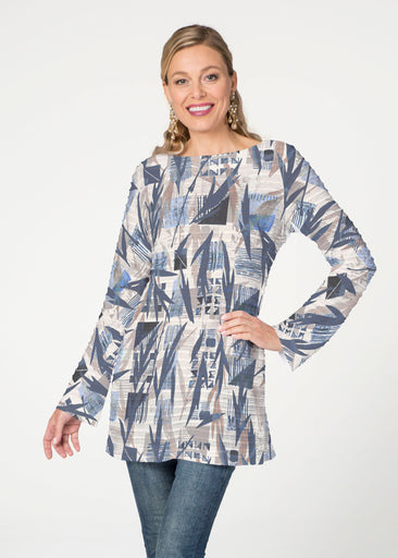 Leaves of Geo (7870) ~ Banded Boatneck Tunic