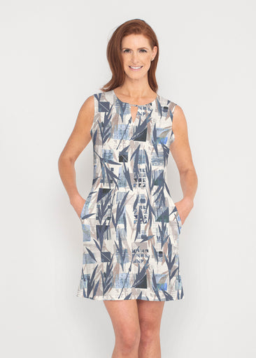 Leaves of Geo (7870) ~ French Terry Keyhole Sleeveless Dress