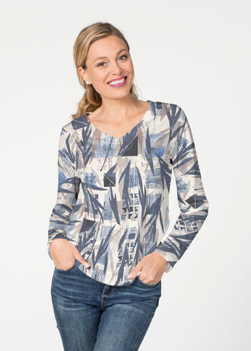 Leaves of Geo (7870) ~ French Terry V-neck Top