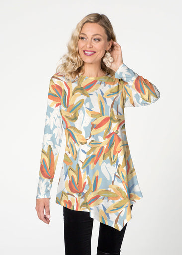 Colorful Palm (7874) ~ Asymmetrical French Terry Tunic