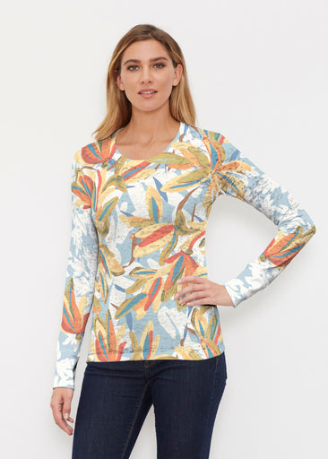 Colorful Palm (7874) ~ Thermal Long Sleeve Crew Shirt