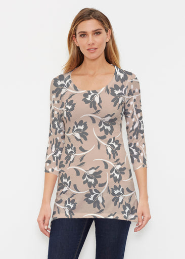 Polka Dot Floral (7875) ~ Buttersoft 3/4 Sleeve Tunic