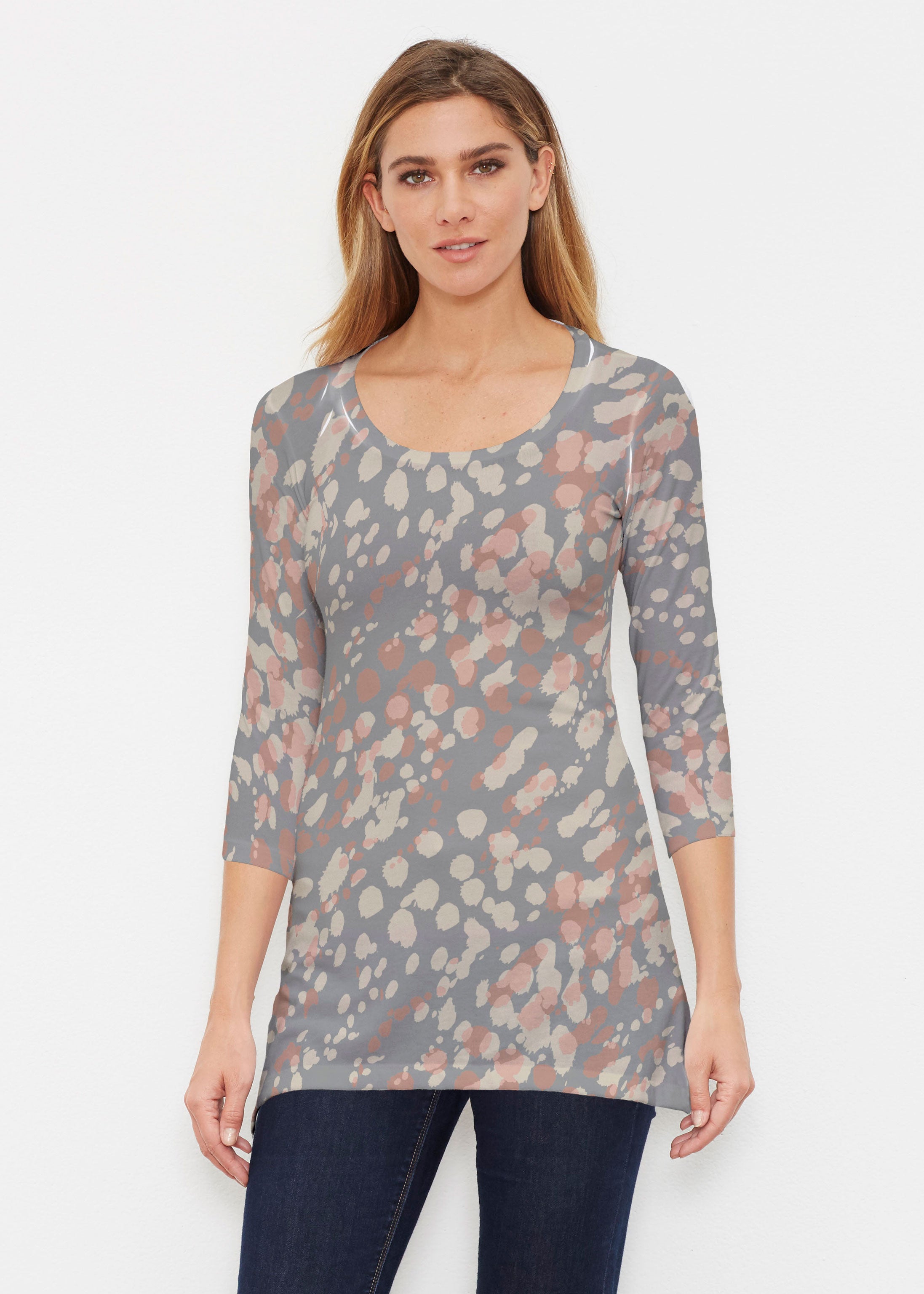 【THEAIRTOWN】ROSE LACE OPS 3カラー Edgy Splash (7877) ~ Buttersoft 3/4 Sleeve Tunic – Whimsy Rose