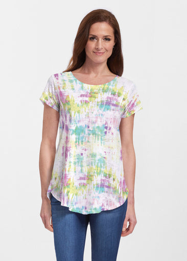 Summer Tie Dye (7878) ~ Short Sleeve Scoop Neck Flowy Tunic