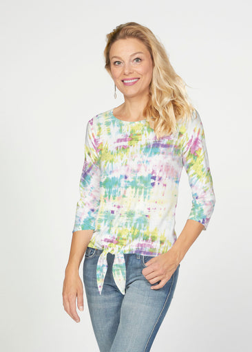 Summer Tie Dye (7878) ~ French Terry Tie 3/4 Sleeve Top