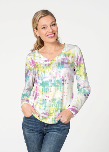 Summer Tie Dye (7878) ~ French Terry V-neck Top