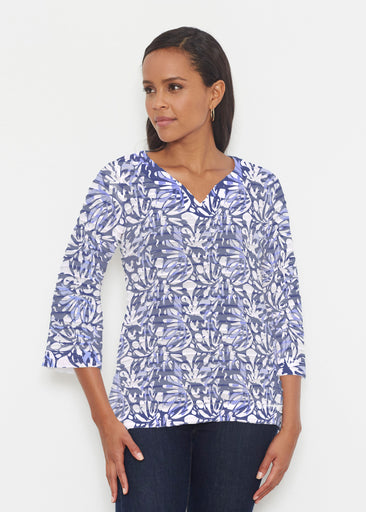 Camouflage Dots (7879) ~ Banded 3/4 Bell-Sleeve V-Neck Tunic