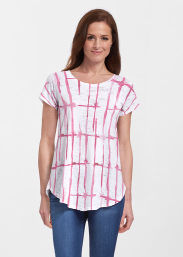 Knotted Pink (7897) ~ Short Sleeve Scoop Neck Flowy Tunic