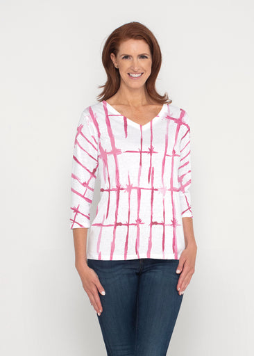 Knotted Pink (7897) ~ Signature 3/4 Sleeve V-Neck Top