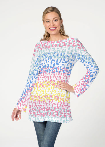 Leopard Ombre Rainbow (7899) ~ Banded Boatneck Tunic