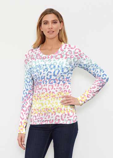 Leopard Ombre Rainbow (7899) ~ Thermal Long Sleeve Crew Shirt
